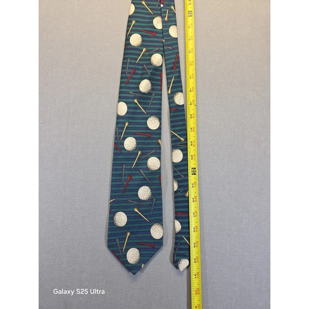 Mens 100% Silk Necktie Golf Balls Tees Sports Country Club Golfer Office Vintage